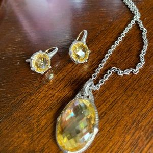 Judith Ripka Citrine necklace and earrings set